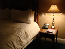 Anna Powers' bed and lamp